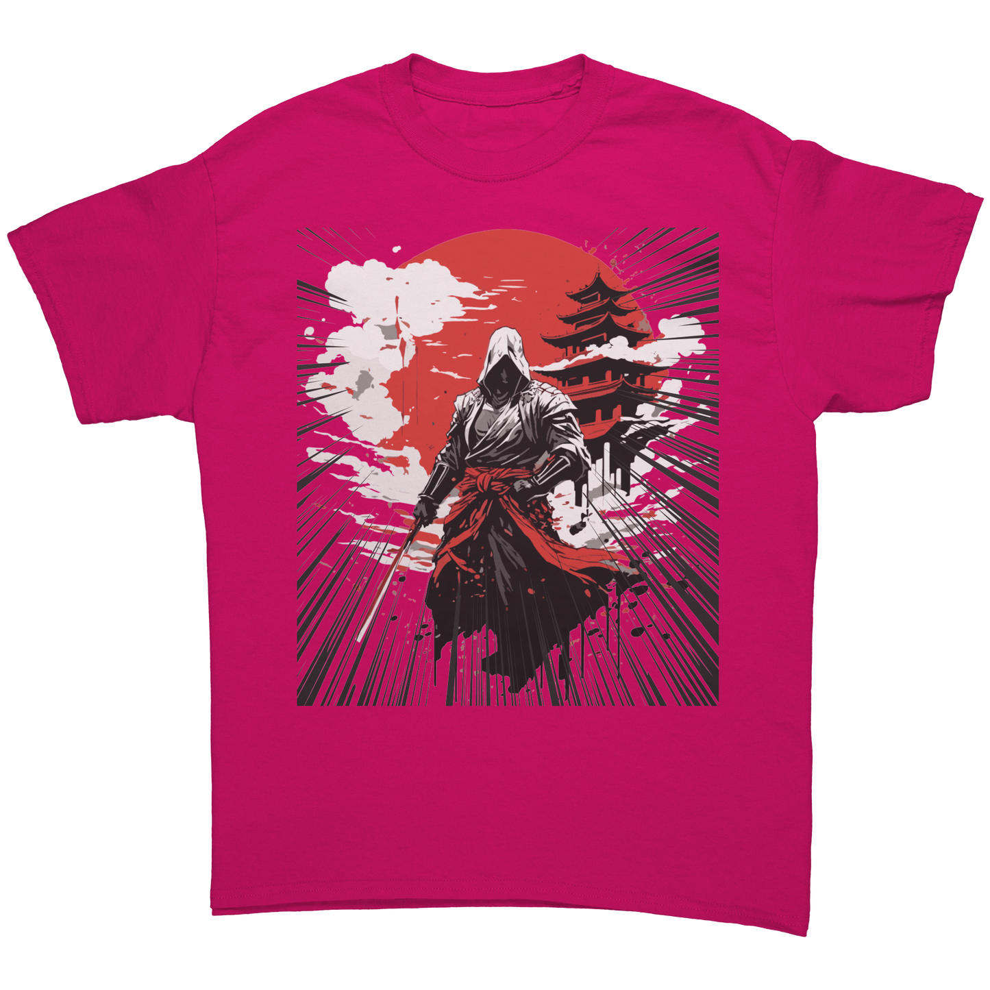 Japanese_Warrior_T-Shirt_Heliconia_Front_Mockup.png