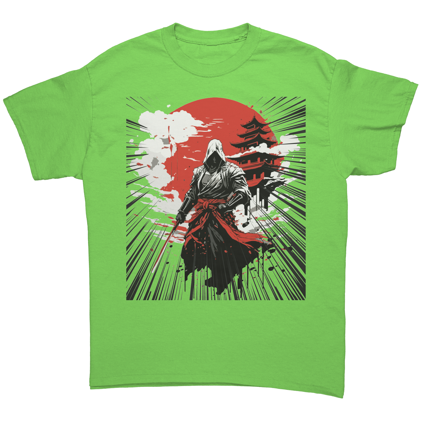 Japanese_Warrior_T-Shirt_Lime_Front_Mockup.png