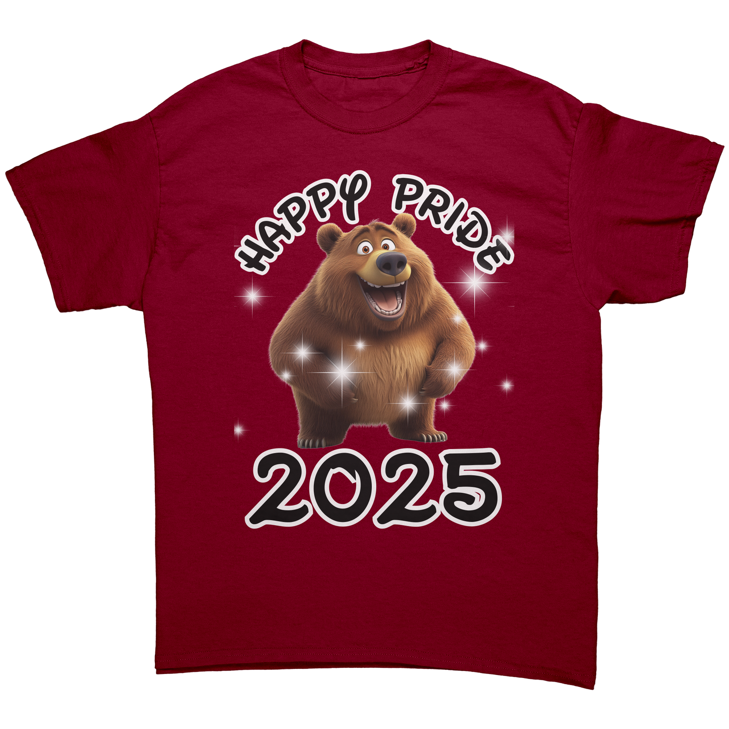 Pride_T-Shirt_Happy_Brown_Bear_Cardinal_Red_Front_Mockup.png