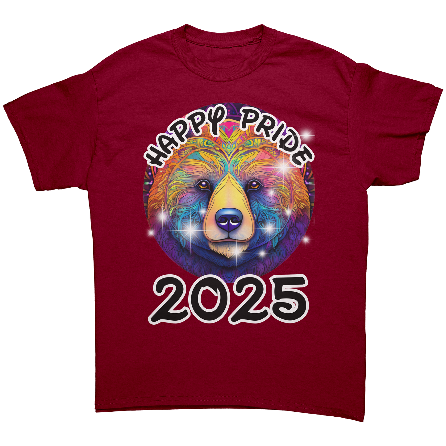 Pride_T-Shirt_Mandala_Rainbow_Bear_Cardinal_Red_Front_Mockup.png