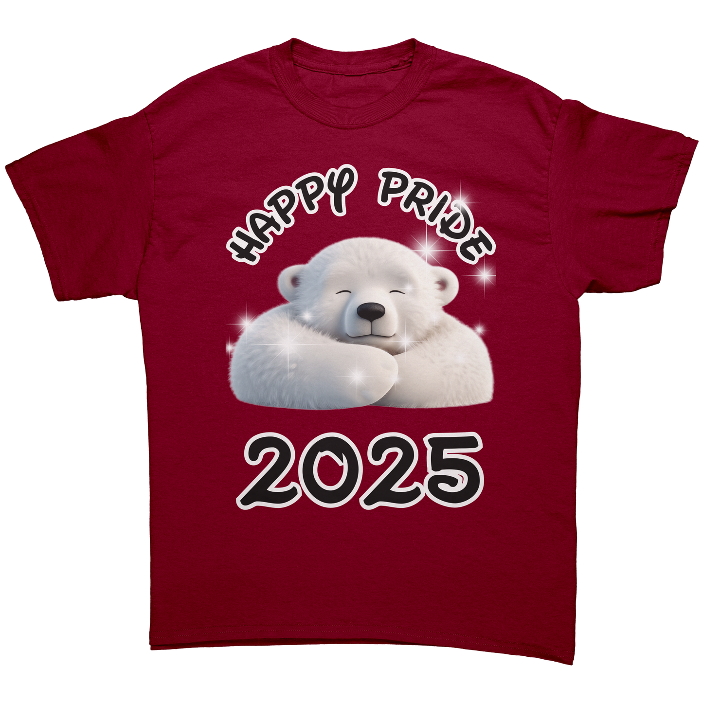 Pride_T-Shirt_Polar_Bear_Sleeping_Cardinal_Red_Front_Mockup.png