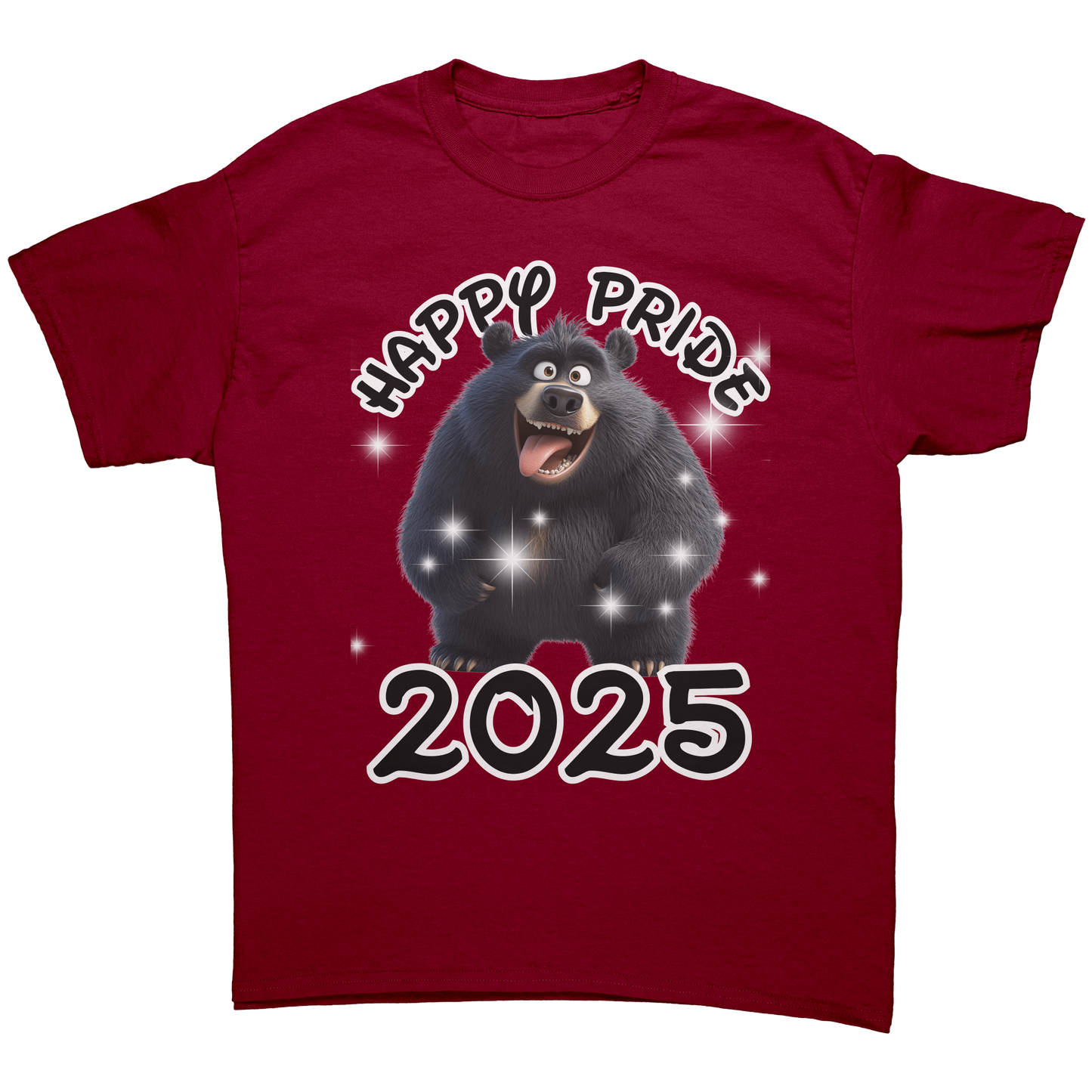 Pride_T-Shirt_Quirky_Black_Bear_Cardinal_Red_Front_Mockup.png