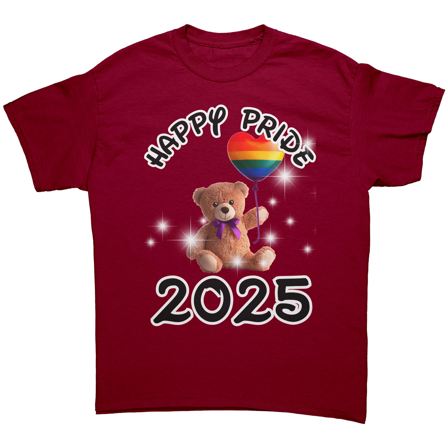 Pride_T-Shirt_Teddy_Bear_with_Rainbow_Ba_Cardinal_Red_Front_Mockup.png