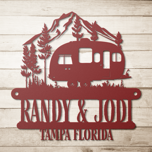 Camper_Metal_Sign_Red_Simple_Wood_BKGD_Mockup.png