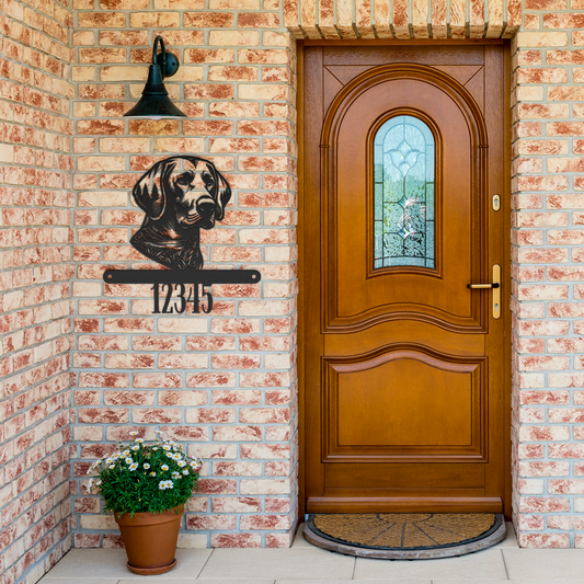 Dog_Scene_Metal_Sign_Black_Brick_Entrance_Mockup.png