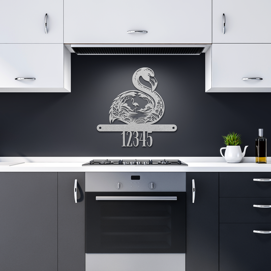 Flamingo_Scene_Metal_Sign_Silver_Dark_Kitchen_Mockup.png