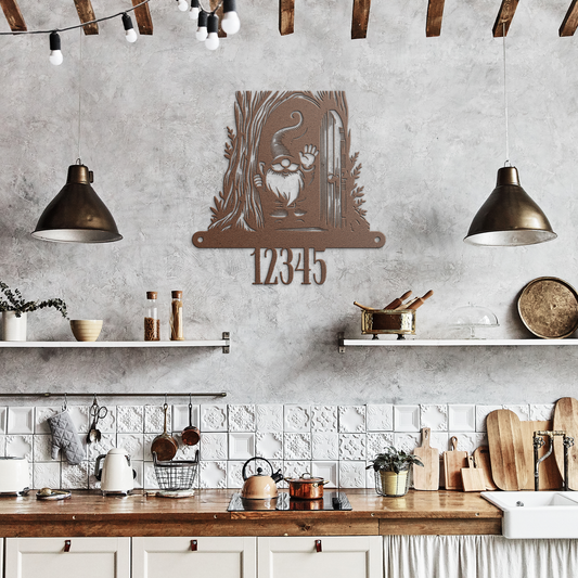 Gnome_Tree_House_Metal_Sign_Copper_Rustic_Kitchen_Mockup.png