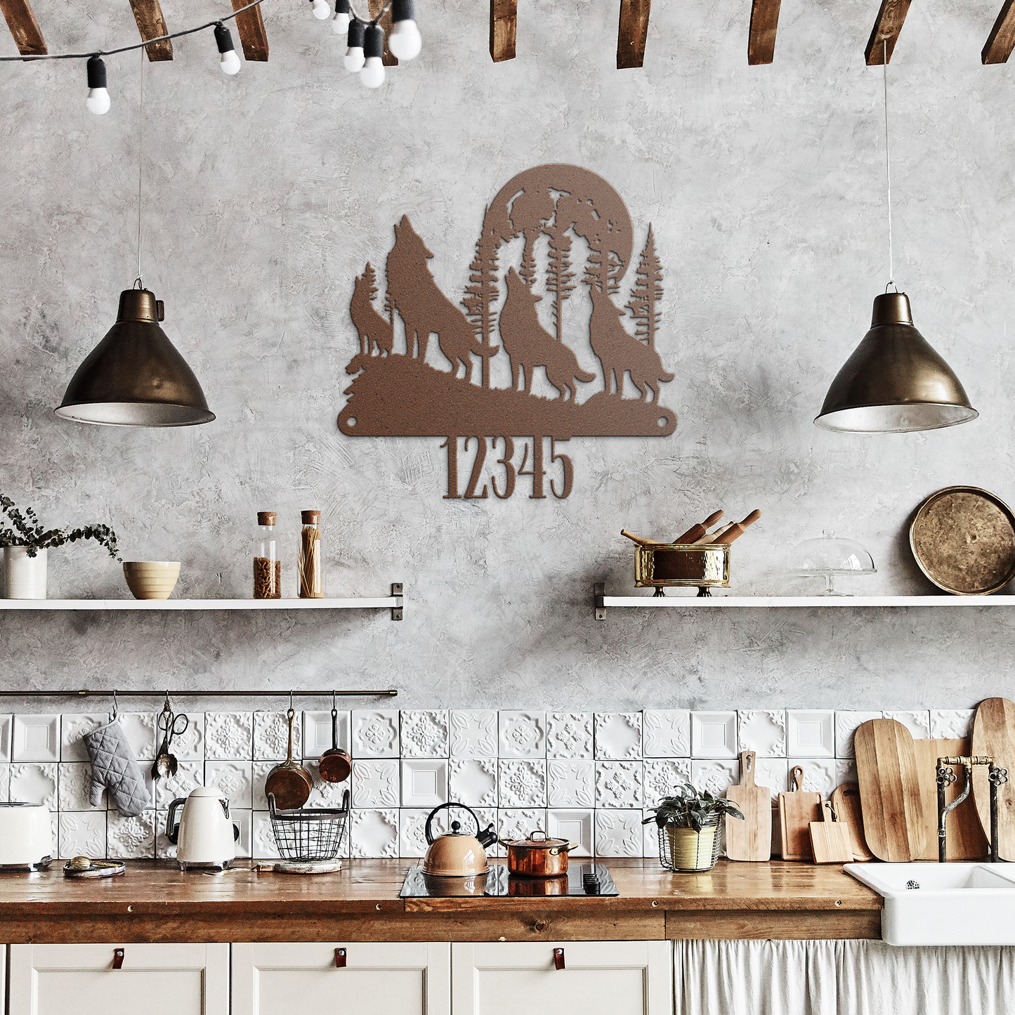 Howling_Wolf_Pack_Metal_Sign_Copper_Rustic_Kitchen_Mockup.png