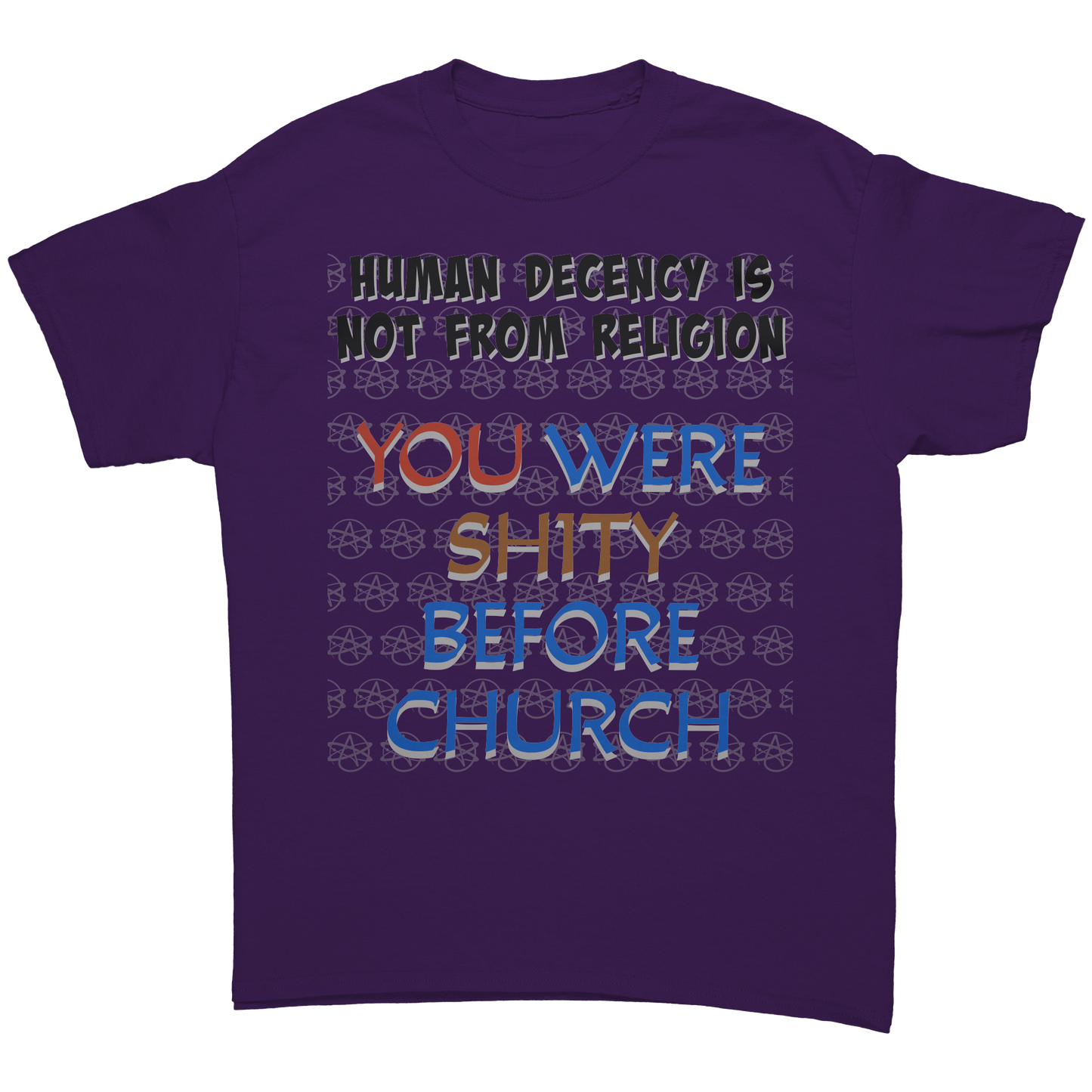 Human_decency_is_not_from_religion_T-Shi_Purple_Front_Mockup.png