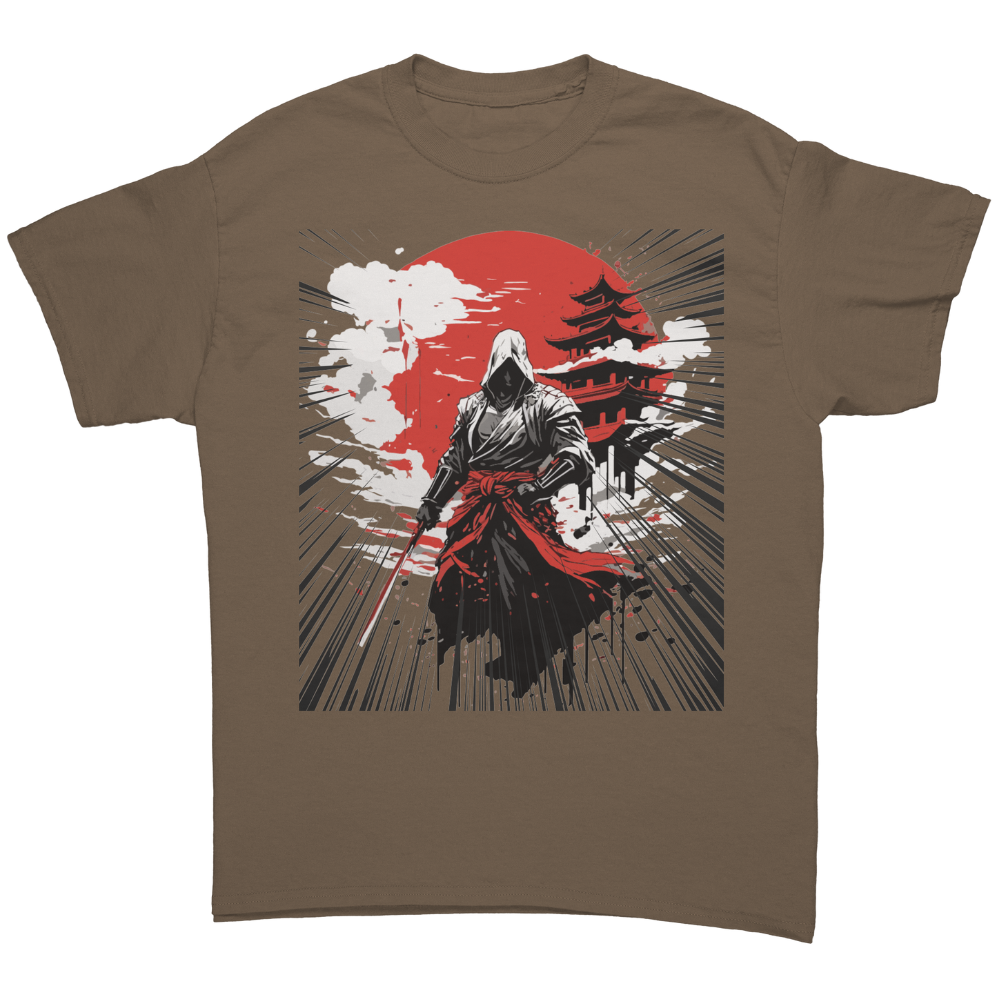 Japanese_Warrior_T-Shirt_Brown_Savana_Front_Mockup.png